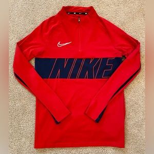 Nike Dri-FIT Academy Soccer Half-Zip Jacket Red Navy Mens Size Medium EUC